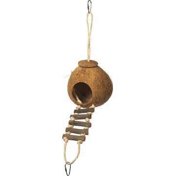 Prevue Hendryx 62801 Naturals Coco Hideaway with Ladder Bird Toy,1 Count (Pack of 1)