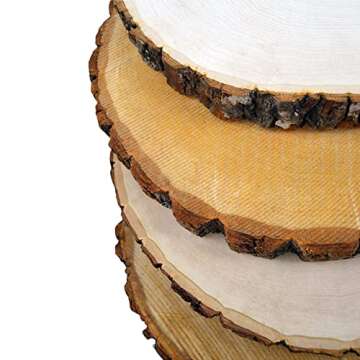 Wilson 4 Pack Basswood Round Rustic Wood Slice, Sanded Side, 9-12" Diameter, Excellent for Wedding Centerpiece, DIY Woodland Projects, Table Chargers, Pyrography, and Country Decor