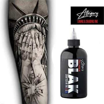 Allegory Tattoo Ink – Blak, Premium Black Tattoo Ink, Perfect for Lining and Shading, Smooth, Consistent Pigment, Vegan Friendly Tattoo Color, Organic Ink, Crafted in The USA, 2 oz and 8 oz