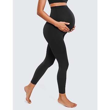 CRZ YOGA Womens Butterluxe Maternity Leggings Over The Belly 25" - Buttery Soft Workout Activewear Yoga Pregnancy Pants Black XX-Small