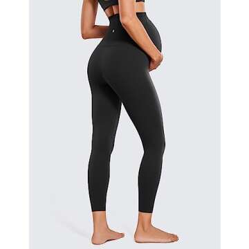 CRZ YOGA Womens Butterluxe Maternity Leggings Over The Belly 25" - Buttery Soft Workout Activewear Yoga Pregnancy Pants Black XX-Small