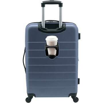 Wrangler Smart Luggage Set - Navy 20-Inch Carry-On with Cup Holder & USB Port