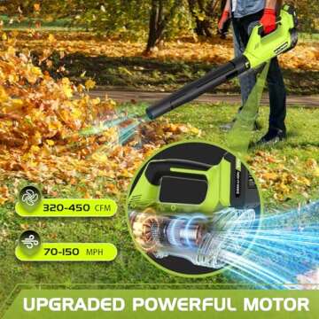 Leaf Blower, Electric Cordless Leaf Blower with 2 Batteries and Charger, 2 Speed Mode, Lightweight Leaf Blowers for Blowing Leaves, Patio Cleaning, Lawn Care and Dust