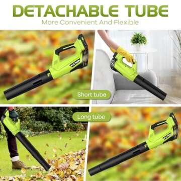 Leaf Blower, Electric Cordless Leaf Blower with 2 Batteries and Charger, 2 Speed Mode, Lightweight Leaf Blowers for Blowing Leaves, Patio Cleaning, Lawn Care and Dust