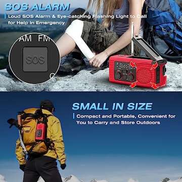 NITIGO NOAA Emergency Weather Radio, 4000mAh Weather Alert Radio Solar Charging, Hand Crank & USB Charged, AM/FM Radio with LED Flashlight, Reading Lamp, SOS Alarm, Headphone Jack for Outdoor