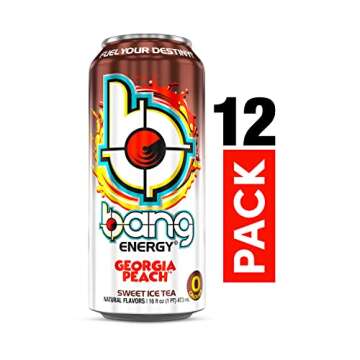 Bang Energy Georgia Peach Sweet Tea, Sugar-Free Energy Drink, 16 Ounces (Pack of 12)