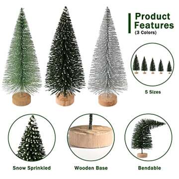 30Pcs Christmas Decorations Mini Christmas Trees, Artificial Christmas Tree Bottle Brush Trees with Wooden Base for Christmas Decor Christmas Party Home Table Craft