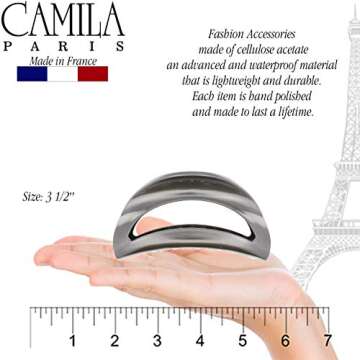 Camila Paris CP2909 French Hair Clip for Women Thick Hair for Long Curly Wavy Hair, Girls Hair Claw Clips Jaw, Durable Styling Big Claw Clip for Thick Hair, Strong Hold No Slip Grip, Made in France