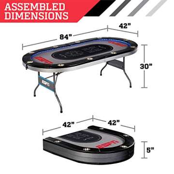 ESPN 10 Player Premium Poker Table With LED Lights