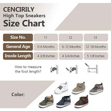 CENCIRILY Baby Boys Girls High Top Sneakers Soft Soles Anti Skid Infant Ankle Shoes Toddler Prewalker First Walking Crib Shoes