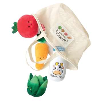 Melissa & Doug Multi-Sensory Market Basket Fill & Spill Toy - Pretend Play Food Menus Grocery Toys, Sorting And Stacking Multi-Sensory Toys For Infants And Toddlers Ages 1+