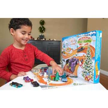 Hot Wheels 2021 Advent Calendar with 24 Surprises That Include 8 1:64 Scale Vehicles & Other Cool Accessories, Plus a Play Pane Mat, for Collectors & Kids 3 Years Old & Up