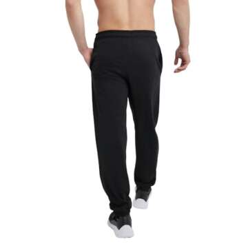 Champion Men's Everyday Cotton Closed Bottom Yoga Pants in Black, Small