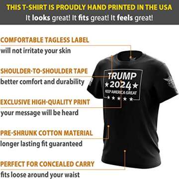 We The People Holsters - Trump 2024 - Keep America Great - Donald Trump Shirt - Men's Short Sleeve T Shirt - Trump 2024 Shirt - American Flag Patriotic Shirt - Black - L