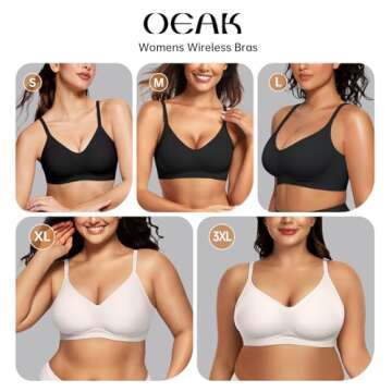 OEAK Womens Push Up Everyday Bras Comfortable Wireless Bralettes V Neck Seamless Bra Smooth Brassiere Wire Free Basic Bras Coffee S