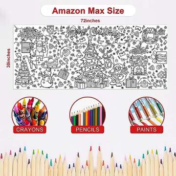 OHOME Xmas Giant Coloring Poster/Tablecloth-Christmas Crafts for Kids-30 x 72 Inches Jumbo Paper Coloring Banner Kids Gifts Activities Toys Party Classroom Christmas Decorations[Kids Games]