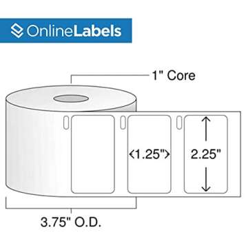 2.25 x 1.25 Removable Labels for DYMO Printers - 1,000 Labels, 1 Roll - Same As DYMO 30334 - Online Labels