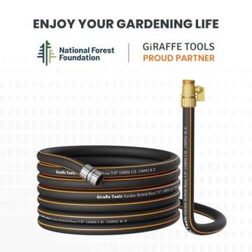 Giraffe Tools Hybrid Garden Hose 75ft x 5/8", Male and Female Fittings with Shut off Valve, Flexible, Heavy Duty, Leakproof, Lightweight Water Hose