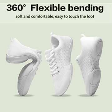 TWDKCHER Youth Cheer Shoes Girls White Cheerleading Shoes Dance Athletic Training Breathable Fabric Dancing Lightweight Competition Comfortable Sport Kids Girls Cheer Sneakers