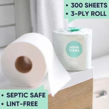 Save Trees Bamboo Toilet Paper -24 Rolls Of Septic Safe Organic Toilet Paper 3-ply, 300 Sheets Per Roll - PFAs Free, FSC Certified, Plastic & Chemical Free - For Home, Boat & RV Use