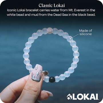 Lokai Beaded Bracelets for Women & Men, Classic Clear Style - Mental Health Awareness Bracelet Encourages Mental Wellness Slides-On for Comfortable Fit - Silicone Stretch Bead Bracelet Jewelry