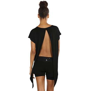 icyzone Open Back Workout Tops for Women - Athletic Activewear T-Shirts Exercise Yoga Shirts(Pack of 2)