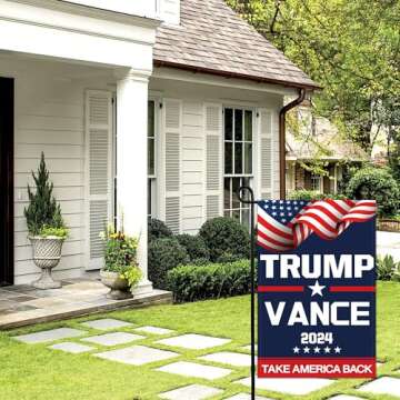 Trump Vance 2024 Garden Flag 12x18 Inch Double Sided Trump Vance Flags with Vivid Color for Yard Lawn Garden Decor, Home Decorative Flags Banner for House Sign Outside Decorations