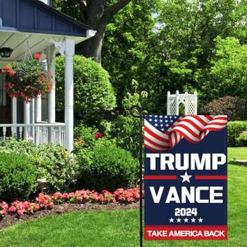 Trump Vance 2024 Garden Flag 12x18 Inch Double Sided Trump Vance Flags with Vivid Color for Yard Lawn Garden Decor, Home Decorative Flags Banner for House Sign Outside Decorations