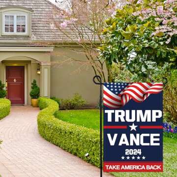 Trump Vance 2024 Garden Flag 12x18 Inch Double Sided Trump Vance Flags with Vivid Color for Yard Lawn Garden Decor, Home Decorative Flags Banner for House Sign Outside Decorations