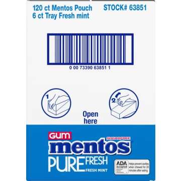 Mentos Pure Fresh Sugar-Free Gum with Xylitol - Fresh Mint, 120 Pieces