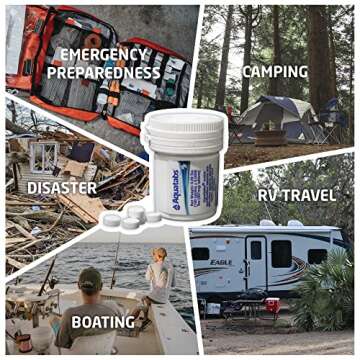 Aquatabs 397mg Water Purification Tablets (100 Pack). Water Filtration System for, Camping, Boating, Emergencies, Survival, RVs, and Marine-Use. Easy to Use Treatment and Disinfection.