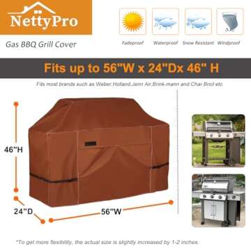 NettyPro 56 Inch Heavy Duty BBQ Grill Cover