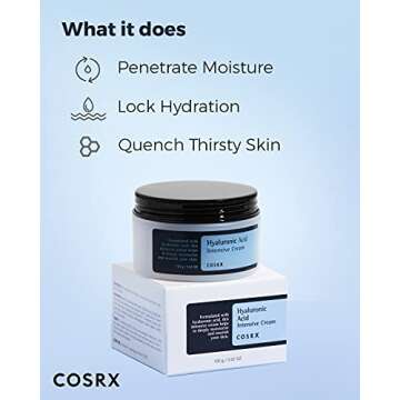 COSRX Hyaluronic Acid Moisturizing Cream, Long-lasting Hydration, Rich Moisturizer for Sensitive Skin 3.52 oz / 100g, Korean Skin Care, Animal Testing Free, Parabens Free