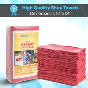 SIMPLI-MAGIC Commercial Grade Red Shop Towels 100 Pack