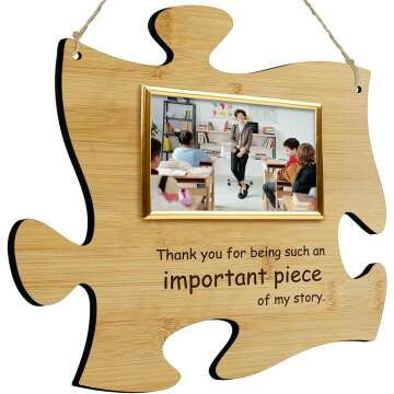 Thank You Puzzle Piece Sign with Picture Frame - Teacher Gift