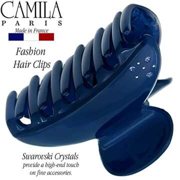 Camila Paris CP3428 French Hair Clip for Women, Girls Hair Claw Clips Jaw for Thick Hair for Long Curly Wavy Hair Fashion Styling Hair Accessories for Women, Strong Hold No Slip Grip, Made in France