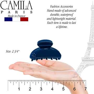 Camila Paris CP3428 French Hair Clip for Women, Girls Hair Claw Clips Jaw for Thick Hair for Long Curly Wavy Hair Fashion Styling Hair Accessories for Women, Strong Hold No Slip Grip, Made in France