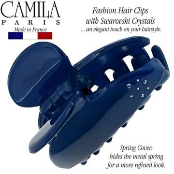 Camila Paris CP3428 French Hair Clip for Women, Girls Hair Claw Clips Jaw for Thick Hair for Long Curly Wavy Hair Fashion Styling Hair Accessories for Women, Strong Hold No Slip Grip, Made in France