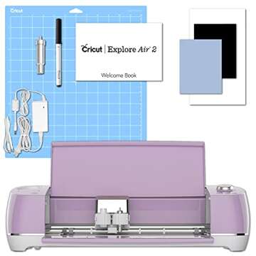 Cricut Explore Air 2 Machine (Lilac) with Tool Kit, Vinyl Sampler Pack and Cutting Mat Bundle - Beginner Craft Cutting Machine Set with Materials, Everything to Get Started with Cricut DIY Projects