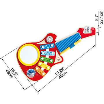 Hape 6-in-1 Music Maker | Colorful 6 Instrument Guitar Shaped Musical Toy for Ages 18 Months+