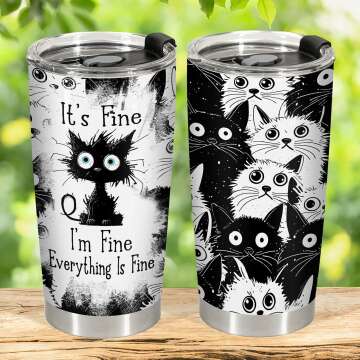 Cat Lover Halloween Tumbler - 20 oz with Lid