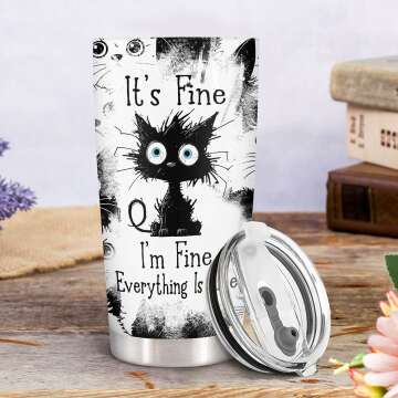 Cat Lover Halloween Tumbler - 20 oz with Lid