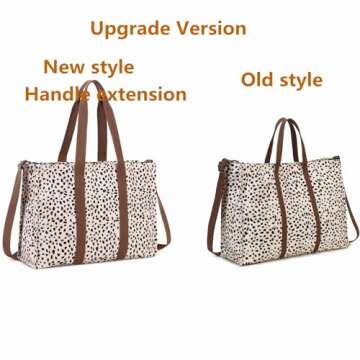 Laptop Tote Bag for Women Work Shoulder Bags 15.6 inch Canvas Laptop Computer Purse Messenger Teacher Handbag Business Office Briefcase (Leopard - Apricot)