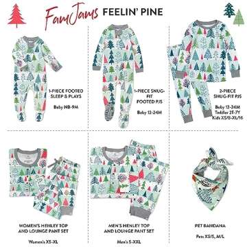 HonestBaby Family Matching Holiday Pajamas Organic Cotton for Men, Women, Kids, Toddlers, Baby Boys, Girls, Unisex Pets , Feelin' Pine, 4T