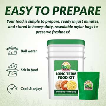 90 Day Long Term Food Supply Kit | 1,050 Servings, 75g+ Daily Protein & 1,800+ Calories Per Day | Premium Survival Food 25 Year Shelf Life | Prepper Supplies Freeze Dried Meals by Valley Food Storage