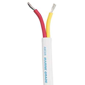 Ancor Marine Grade Products 124510 Safety Duplex Cable, 14/2 AWG (2 x 2mm2), Flat - 100ft,Red/Yellow