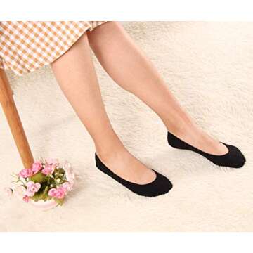 Ultra Low Cut Liner Socks Women No Show Non Slip Hidden Invisible for Flats Boat Summer 3 Pairs