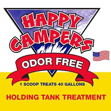 Happy Campers 64 RV Holding Tank Treatments, Odor Eliminator, Septic Safe, Liquifies Waste Solids, for RV Black and Grey Tanks, Controls Odor in Extreme Temperatures