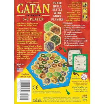 CATAN Board Game 5-6 Player Extension - Expand Your CATAN Game for More Players, Strategy Game for Kids and Adults, Ages 10+, 3-6 Players, 60-90 Minute Playtime, Made by CATAN Studio