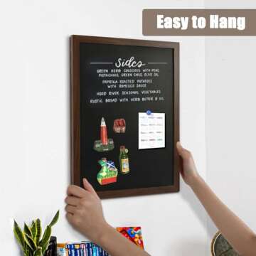 4 THOUGHT Chalk Board 18" x 24", Magnetic Chalkboard for Wall Rustic Blackboard Hanging Chalkboards Sign Board Menu Board for First Day of School Kitchen Decor Office Home 2 Markers 6 Magnets, Brown